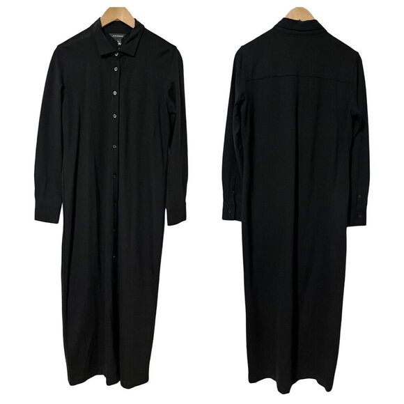 Club Monaco Knit Button Front Maxi Dress Size L Black Minimalist Capsule NEW - Picture 1 of 9